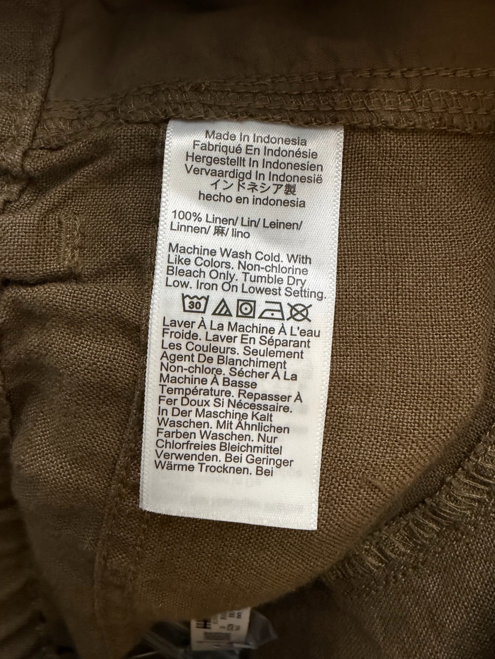 Madewell 100% Linen The Zoe Relaxed Straight Pant in safari khaki Size 10 - Picture 6 of 9